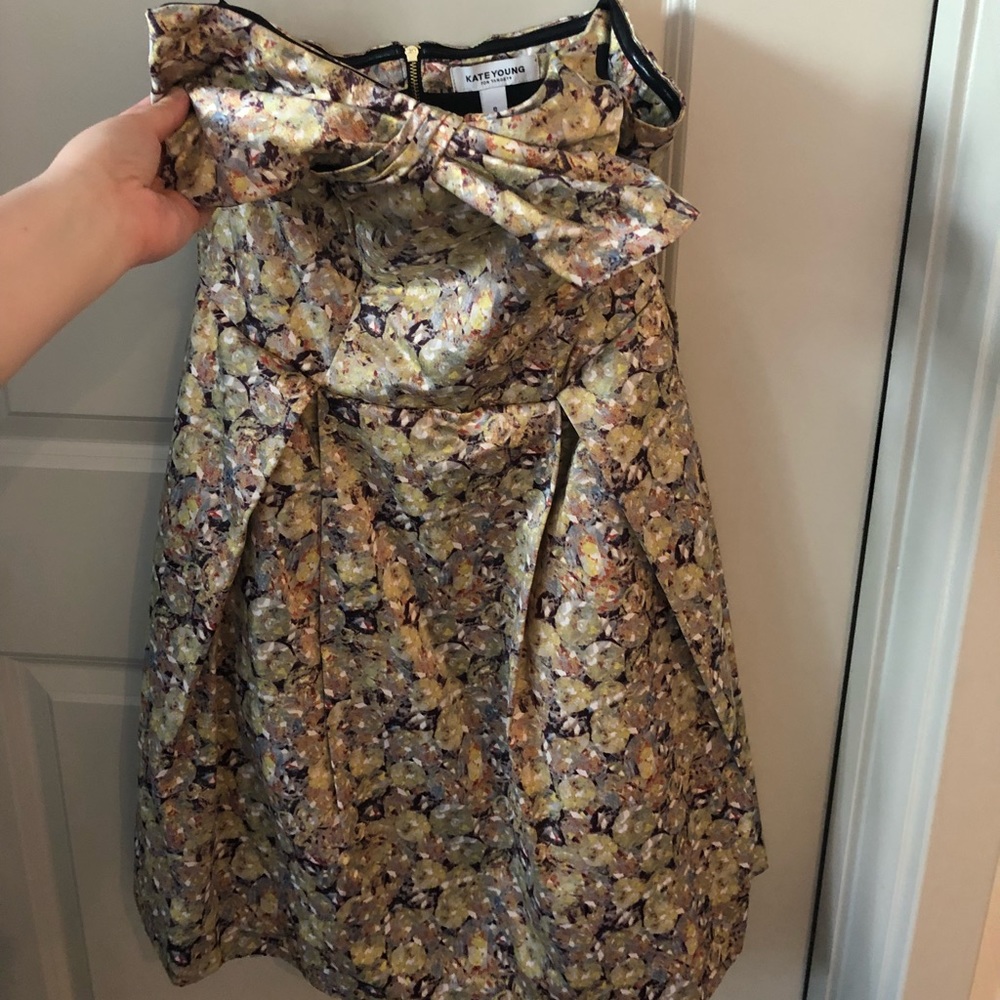 Strapless Floral Dress with a Big Bow